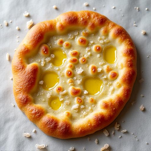 Schiacciata fiorentina sottile e croccante con olio e sale grosso.